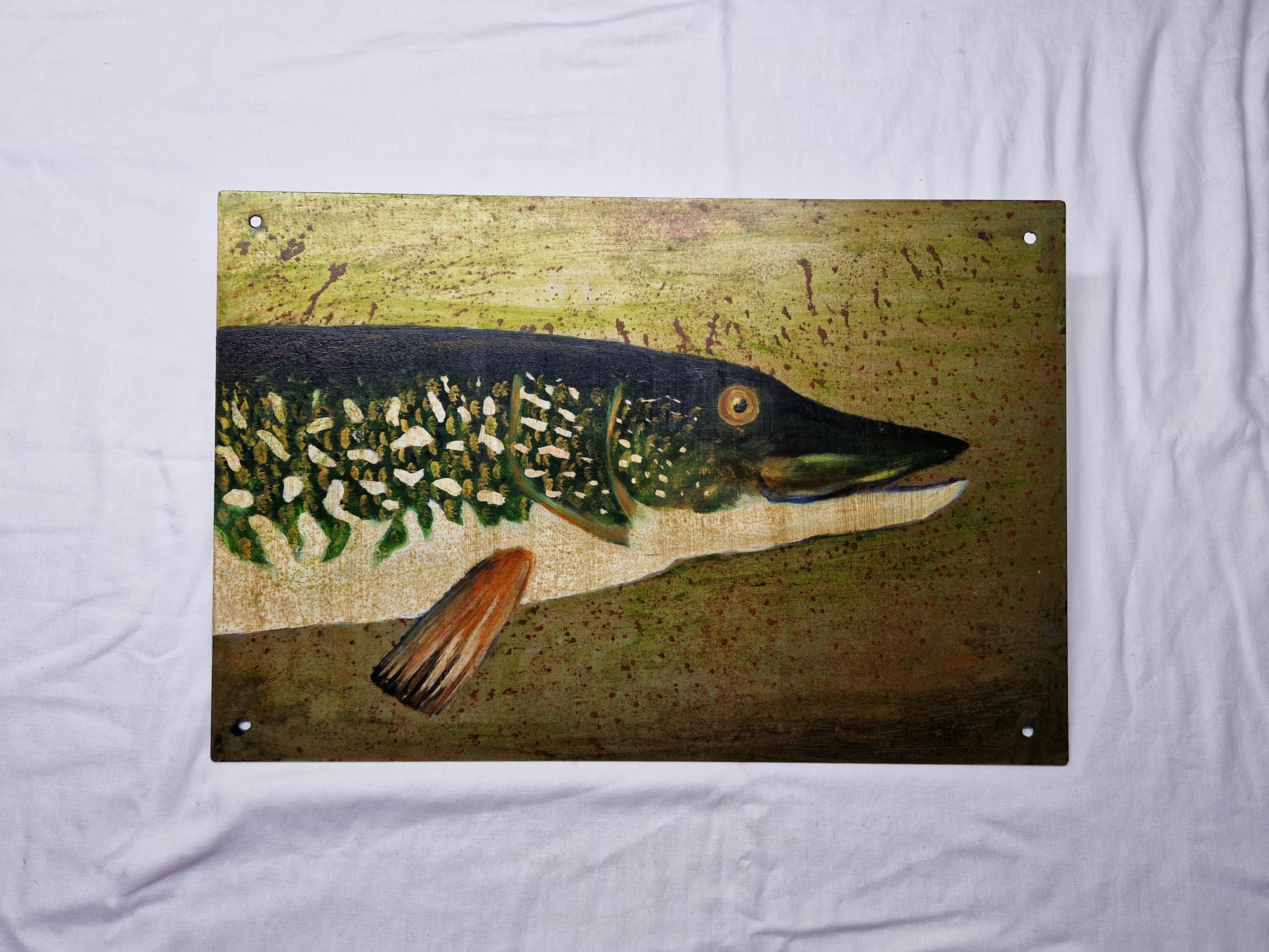Pike on metal sheet image