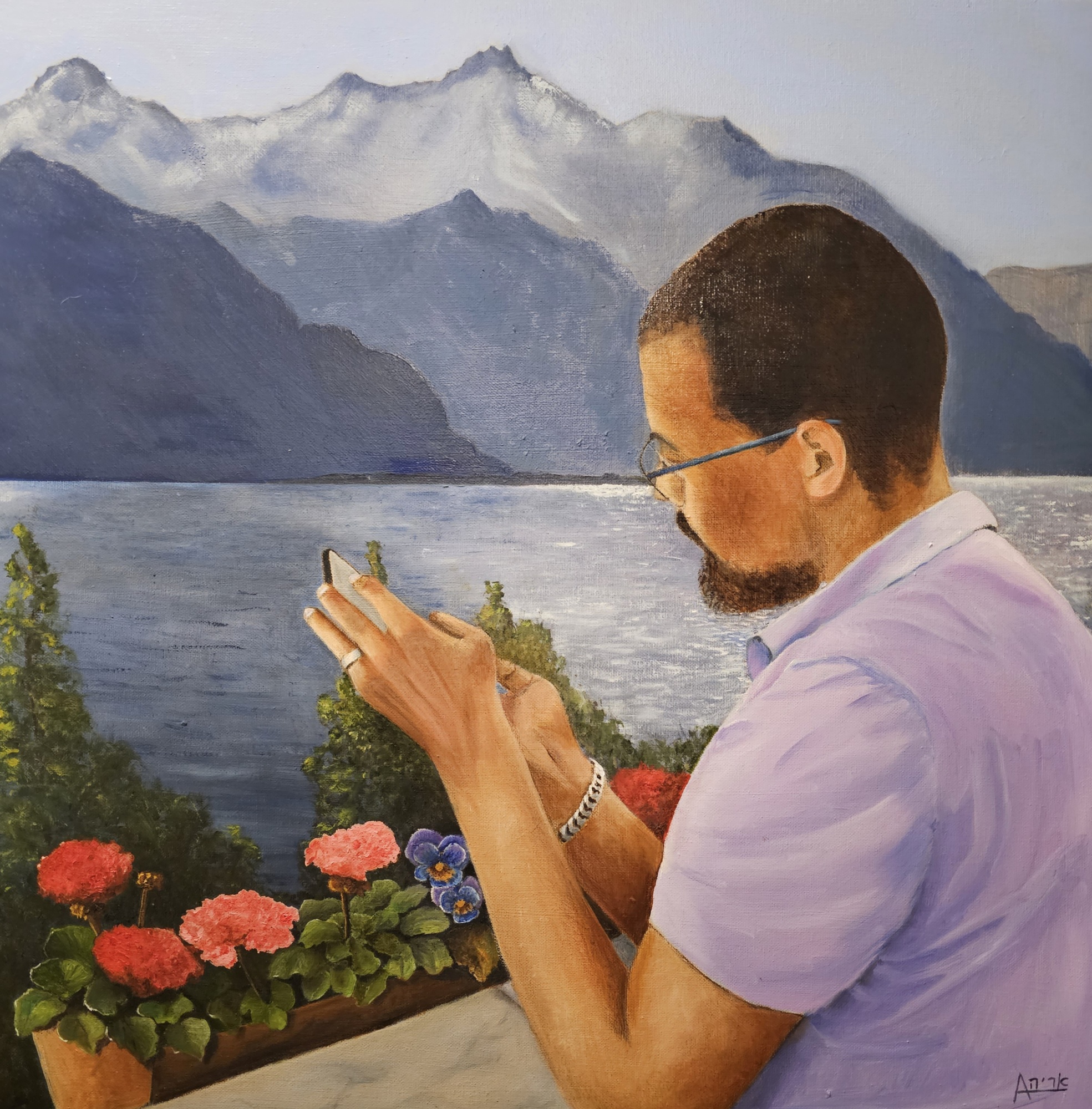 calme au bord du lac image