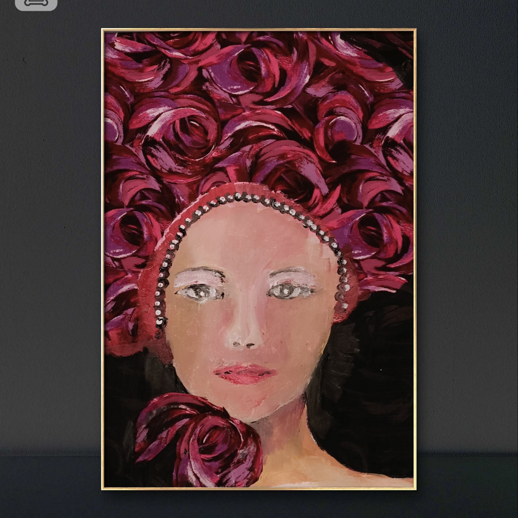 Lady with red floral hair image