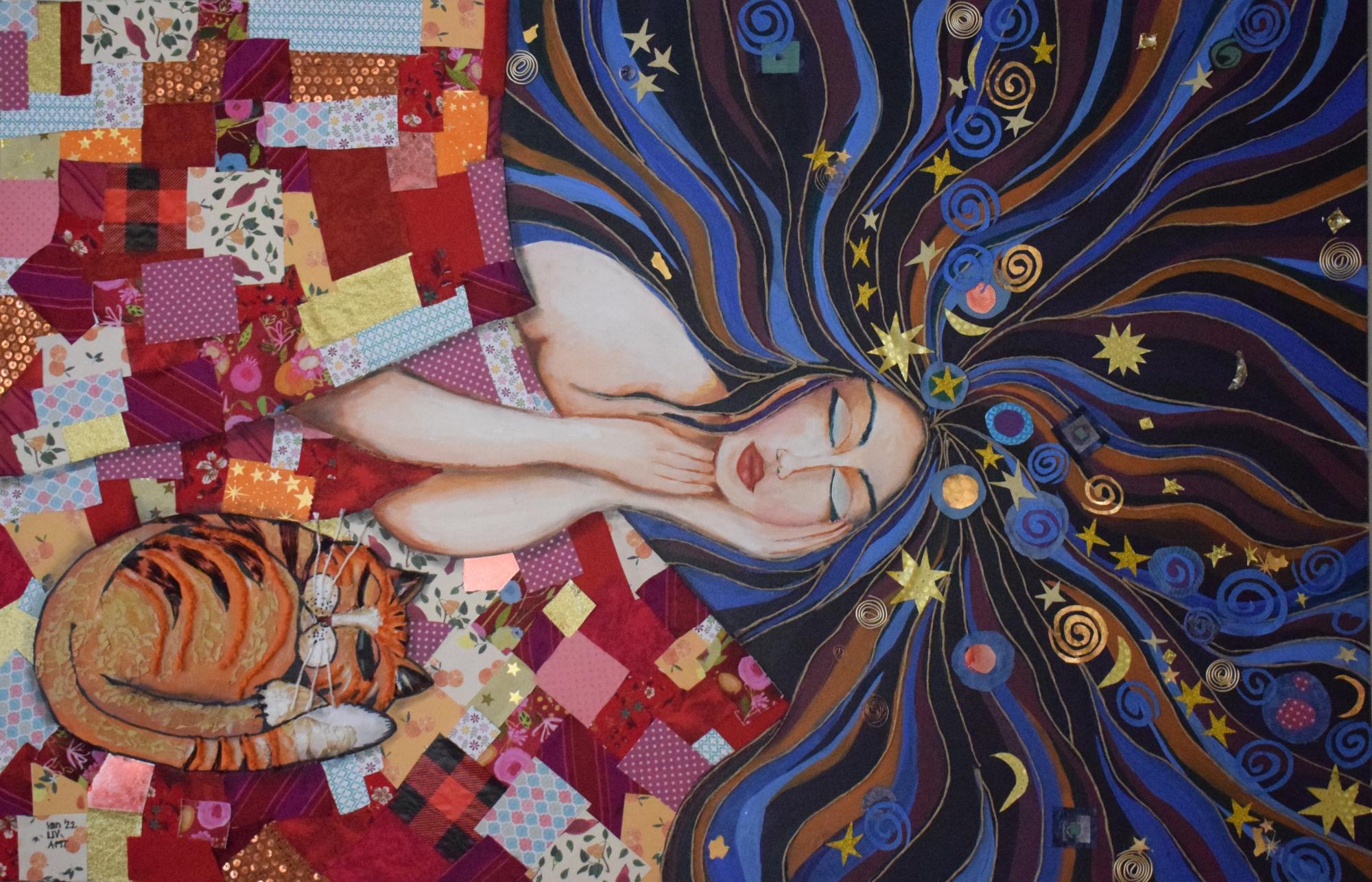 Sleeping Alice and the guarding cat image