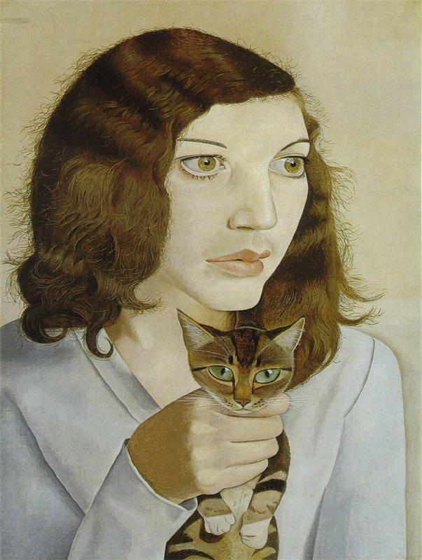 Girl with a kitten - Lucian Freud image