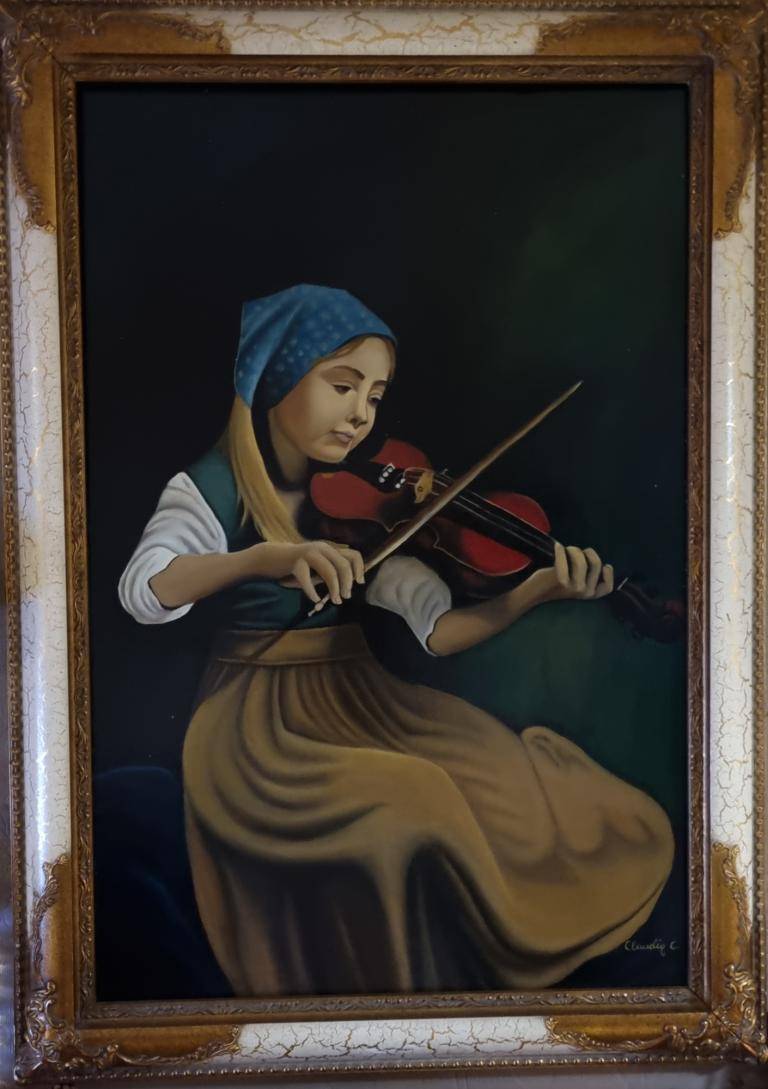 Girl playing violin  image