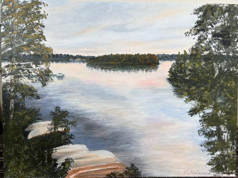 Lake Päijänne in Finland, Acrylic on canvas. image