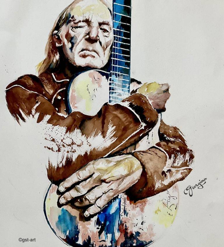 Willie Nelson with his guitar Trigger  image