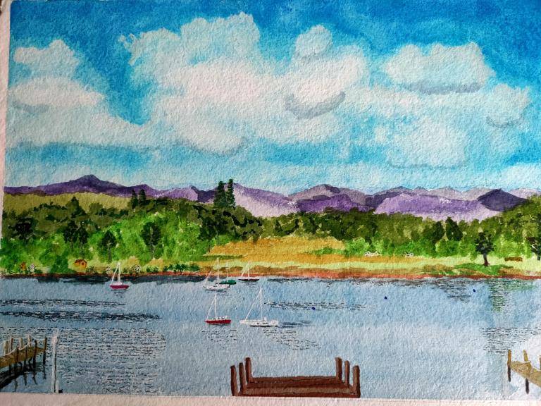 Lake District Landscape Watercolour  image