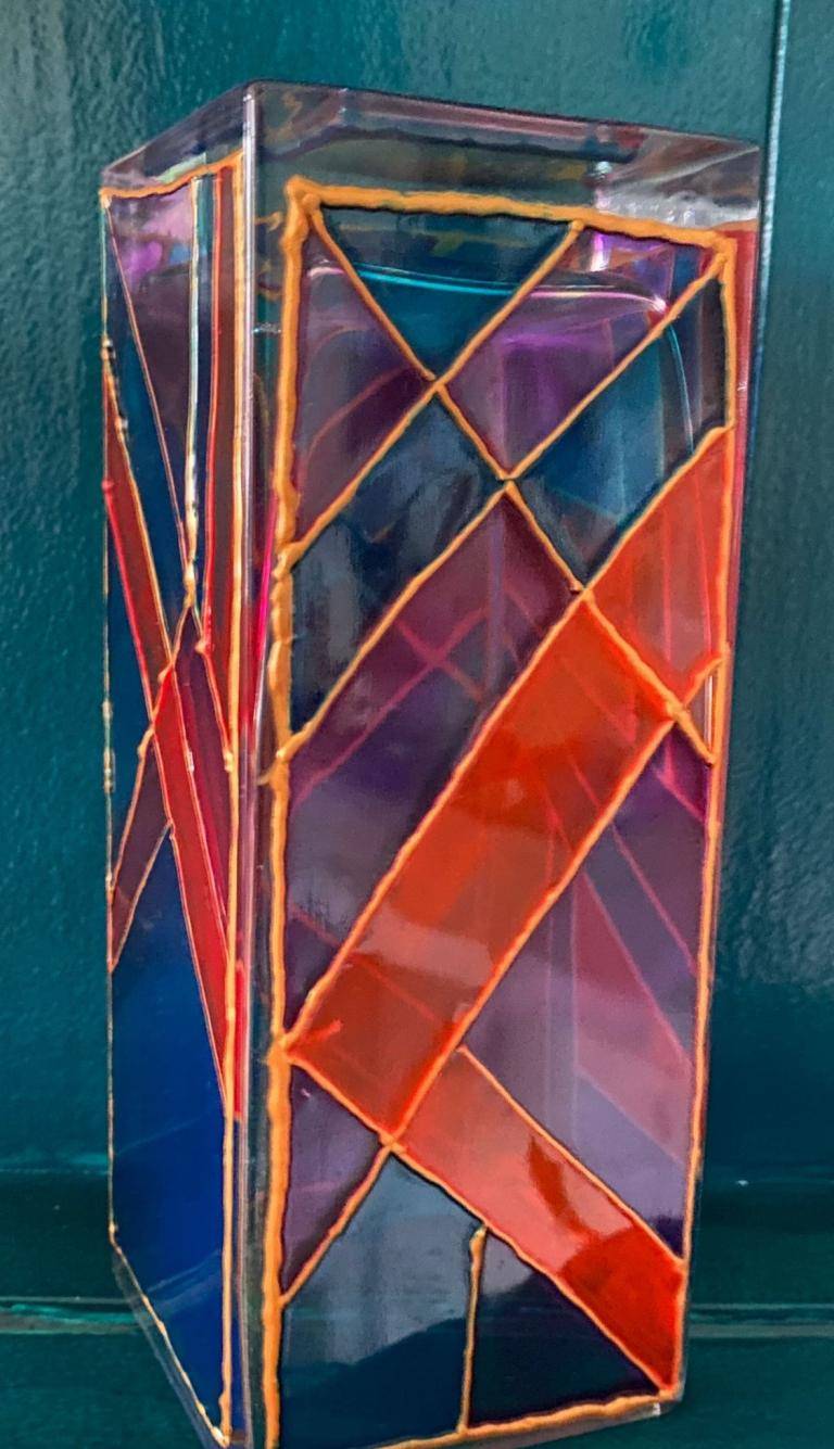 Stained glass lamp.  image