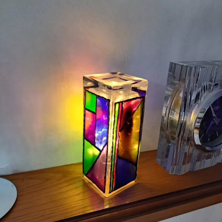 Stained glass window design lamp. image