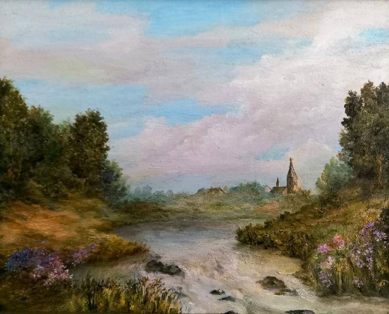 Landschap met stromende rivier Landschap met stromende rivier image