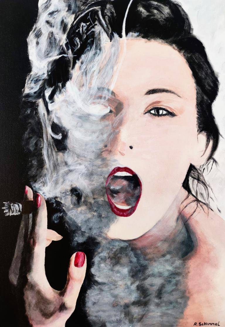 Women smoking cigar image