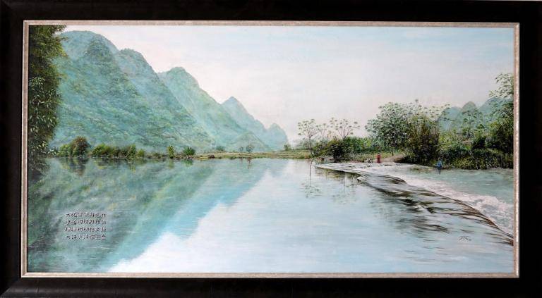 Pipa spel op de oever van de Yulong rivier image