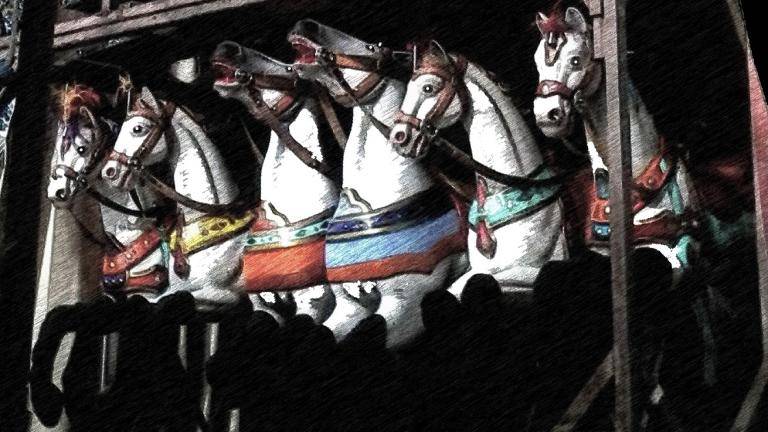 Six horses polished metal image