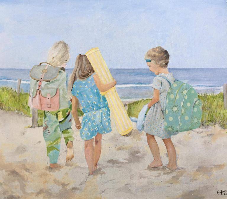 Drie meisjes op het strand image