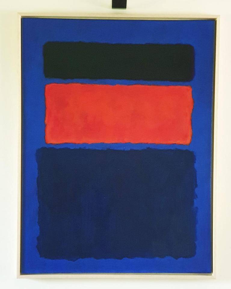 Black over red over blue - colorfield painting image
