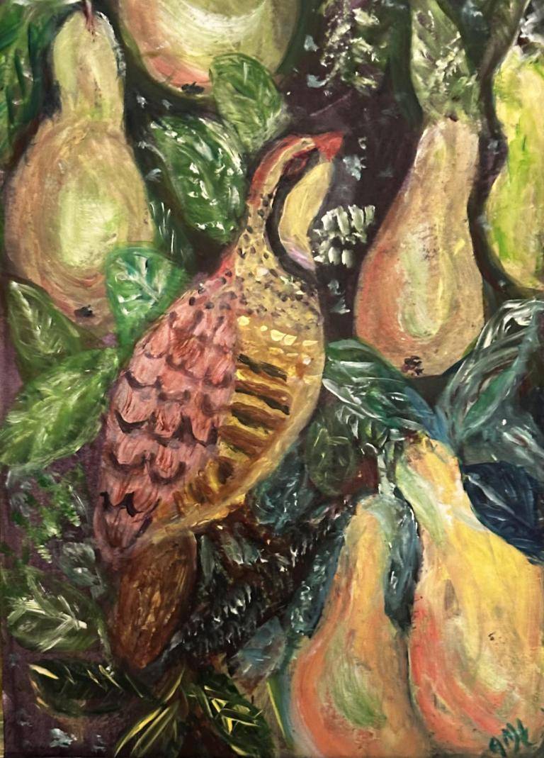 Pheasant on Pear Tree image