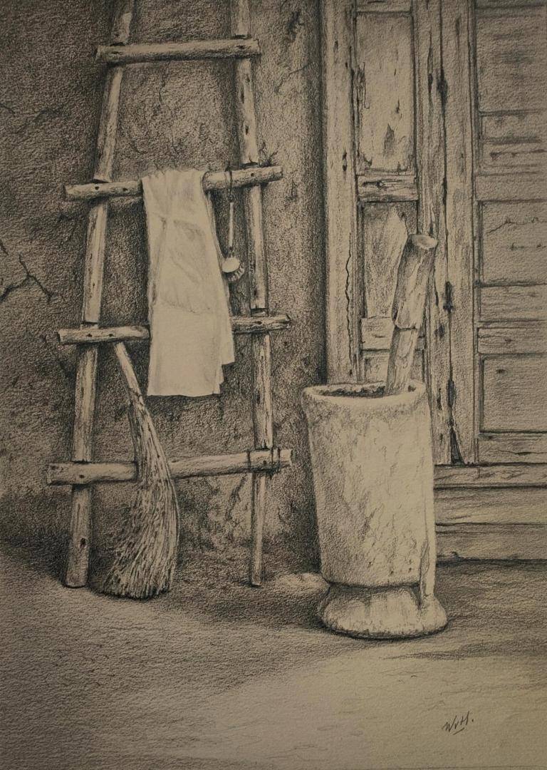 Masai wasruimte. Potloodtekening  image