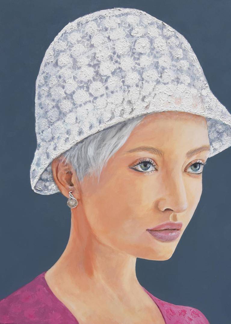 Lady with the white hat  image