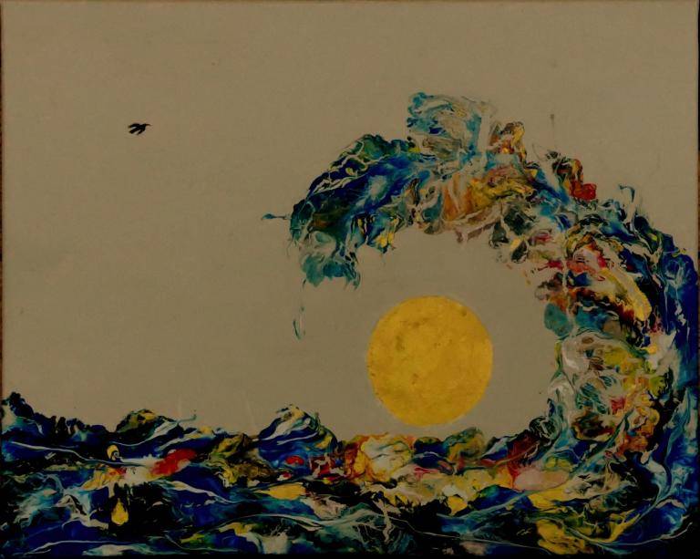 Wave at sunset image