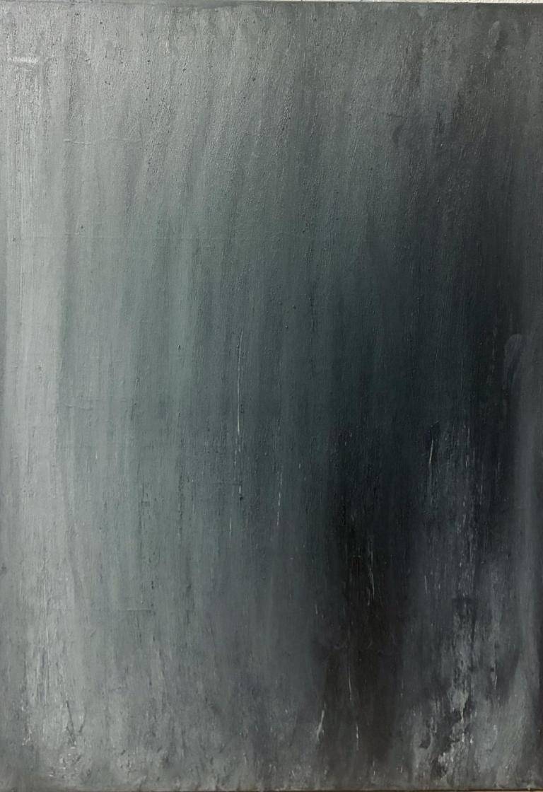 Earth and oil paint on canvas, Grey 50x70 image